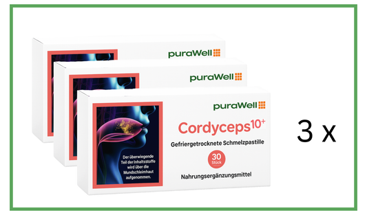 Kurpackung mit drei Monatspackungen puraWell Cordyceps10+