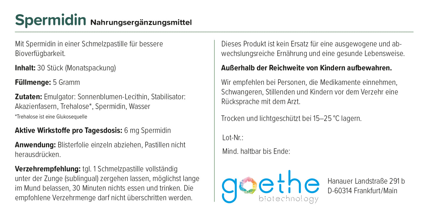 puraWell Spermidin 6mg Schmelzpastillen zum Einnehmen  (30 Stück)