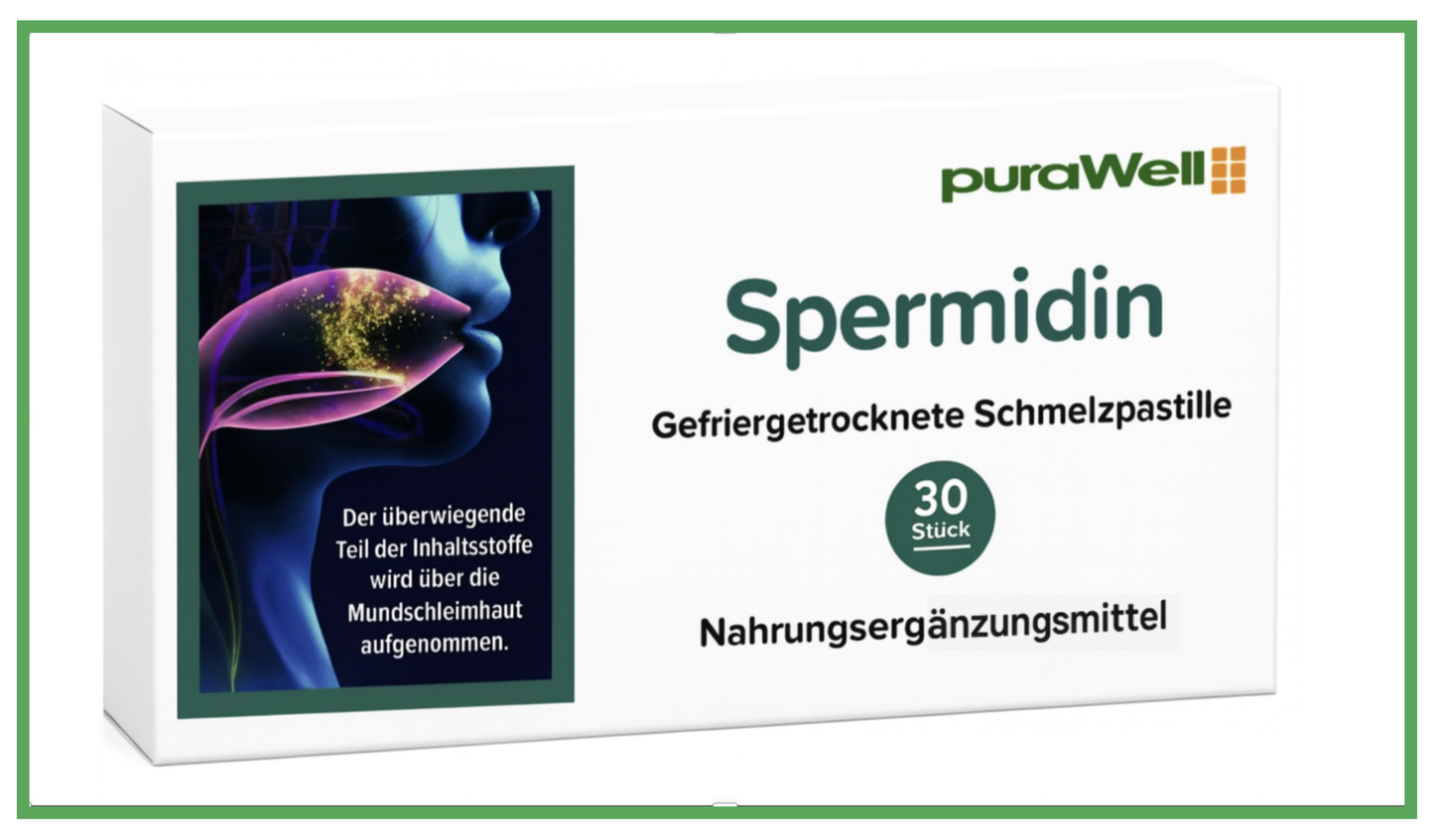 puraWell Spermidin 6mg Schmelzpastillen zum Einnehmen  (30 Stück)
