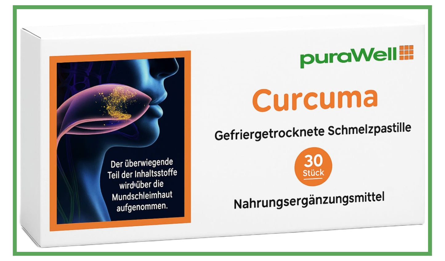 puraWell Curcuma Schmelzpastillen zum Einnehmen (30 Stück)